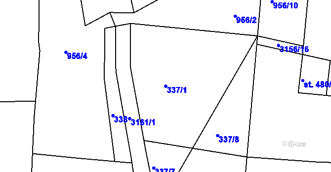 Parcela st. 337/1 v KÚ Křižany, Katastrální mapa
