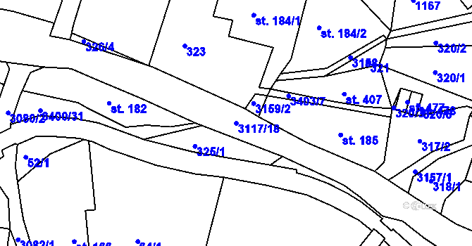 Parcela st. 3117/18 v KÚ Křižany, Katastrální mapa