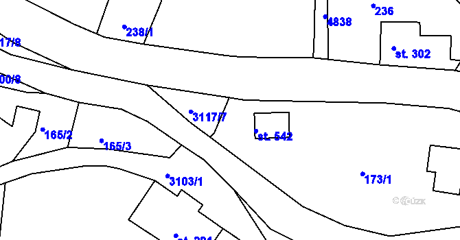 Parcela st. 3117/21 v KÚ Křižany, Katastrální mapa