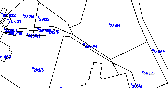 Parcela st. 3403/4 v KÚ Křižany, Katastrální mapa