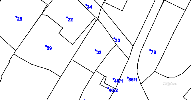 Parcela st. 32 v KÚ Katov, Katastrální mapa