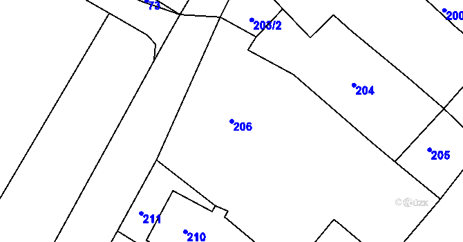 Parcela st. 206 v KÚ Katov, Katastrální mapa