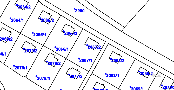 Parcela st. 2067/2 v KÚ Katov, Katastrální mapa