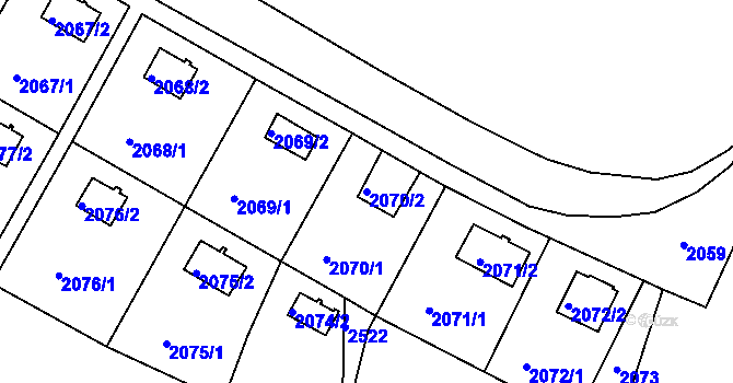 Parcela st. 2070/2 v KÚ Katov, Katastrální mapa