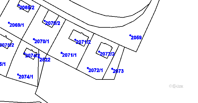 Parcela st. 2072/2 v KÚ Katov, Katastrální mapa
