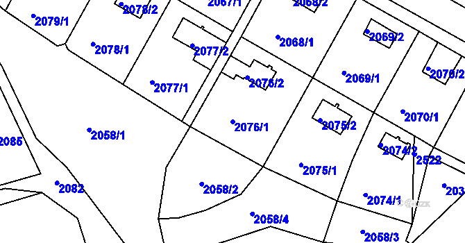 Parcela st. 2076/1 v KÚ Katov, Katastrální mapa