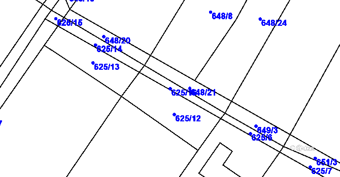 Parcela st. 625/16 v KÚ Křižínkov, Katastrální mapa