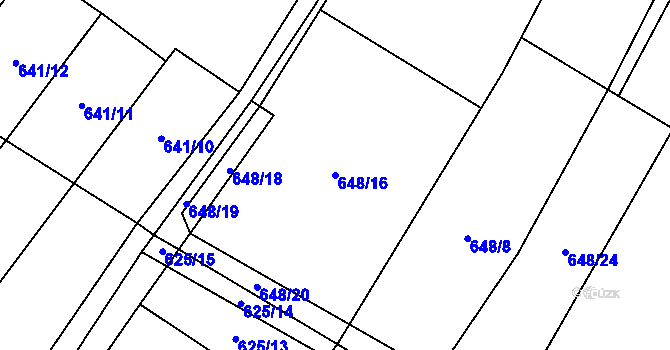 Parcela st. 648/16 v KÚ Křižínkov, Katastrální mapa