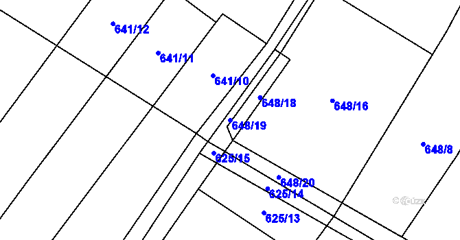Parcela st. 648/19 v KÚ Křižínkov, Katastrální mapa