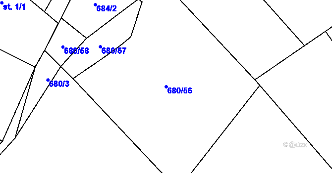 Parcela st. 680/56 v KÚ Křižínkov, Katastrální mapa