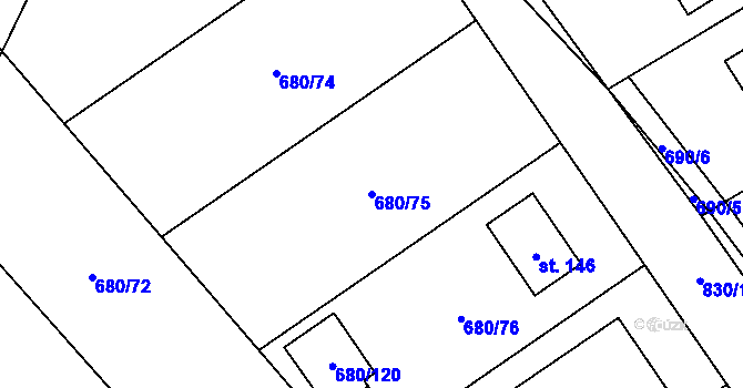 Parcela st. 680/75 v KÚ Křižínkov, Katastrální mapa