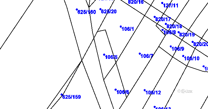 Parcela st. 106/5 v KÚ Křižínkov, Katastrální mapa