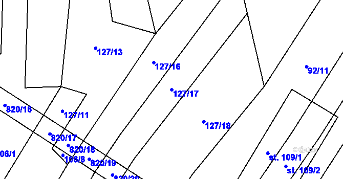 Parcela st. 127/17 v KÚ Křižínkov, Katastrální mapa