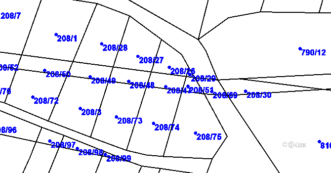 Parcela st. 208/47 v KÚ Křižínkov, Katastrální mapa