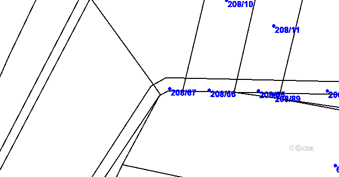 Parcela st. 208/67 v KÚ Křižínkov, Katastrální mapa