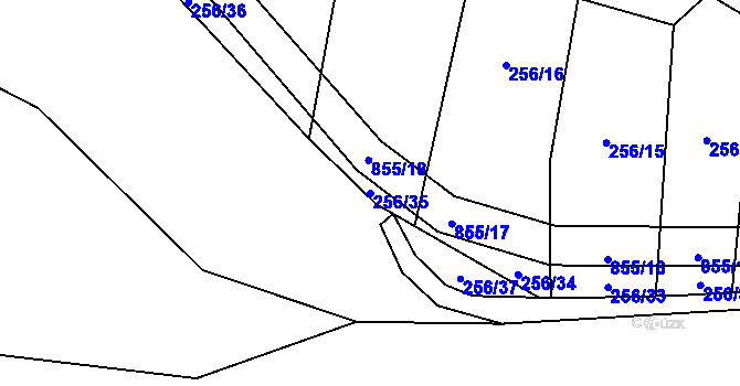 Parcela st. 256/35 v KÚ Křižínkov, Katastrální mapa