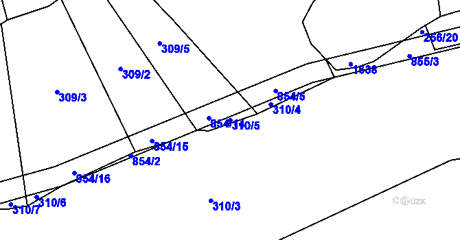 Parcela st. 310/5 v KÚ Křižínkov, Katastrální mapa