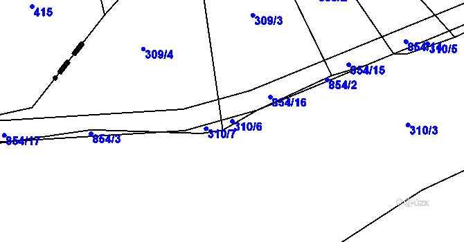Parcela st. 310/6 v KÚ Křižínkov, Katastrální mapa