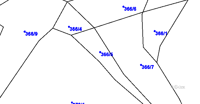 Parcela st. 366/5 v KÚ Křižínkov, Katastrální mapa