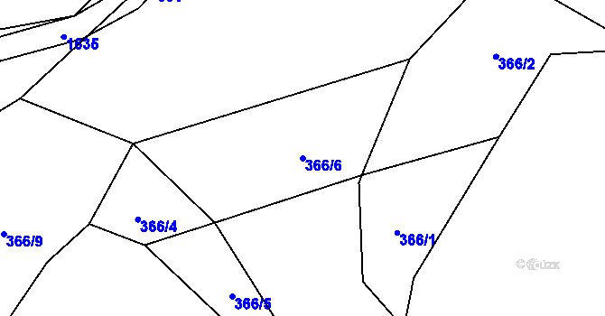 Parcela st. 366/6 v KÚ Křižínkov, Katastrální mapa