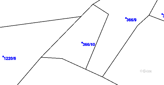 Parcela st. 366/10 v KÚ Křižínkov, Katastrální mapa