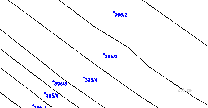 Parcela st. 395/3 v KÚ Křižínkov, Katastrální mapa