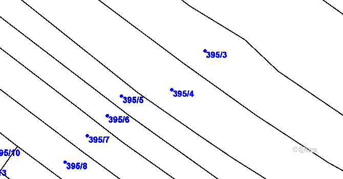 Parcela st. 395/4 v KÚ Křižínkov, Katastrální mapa