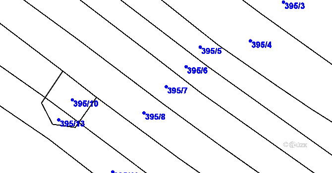 Parcela st. 395/7 v KÚ Křižínkov, Katastrální mapa