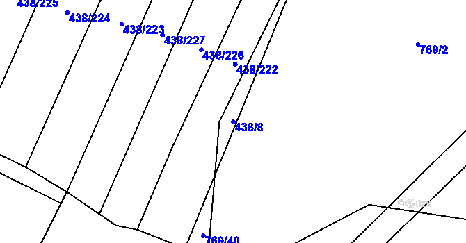 Parcela st. 438/8 v KÚ Křižínkov, Katastrální mapa