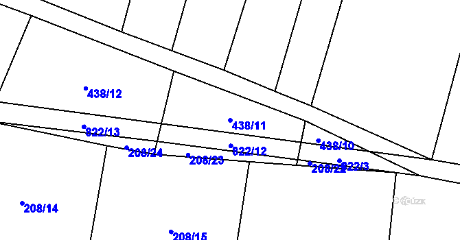 Parcela st. 438/11 v KÚ Křižínkov, Katastrální mapa