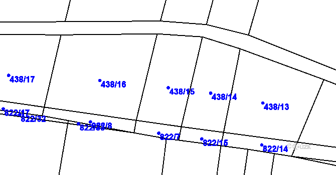 Parcela st. 438/15 v KÚ Křižínkov, Katastrální mapa