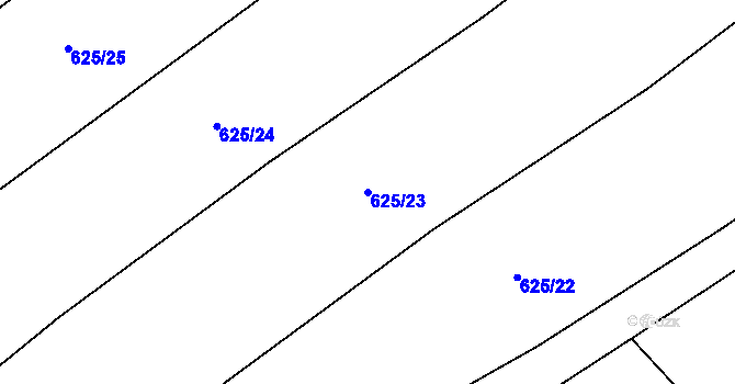 Parcela st. 625/23 v KÚ Křižínkov, Katastrální mapa