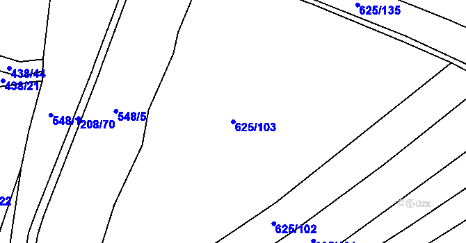 Parcela st. 625/103 v KÚ Křižínkov, Katastrální mapa