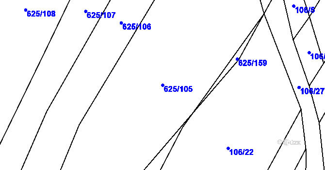 Parcela st. 625/105 v KÚ Křižínkov, Katastrální mapa