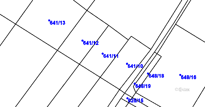 Parcela st. 641/11 v KÚ Křižínkov, Katastrální mapa