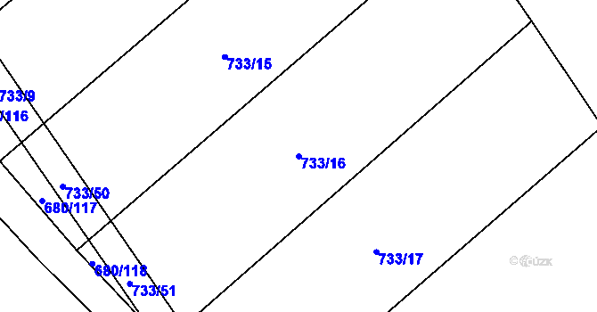 Parcela st. 733/16 v KÚ Křižínkov, Katastrální mapa