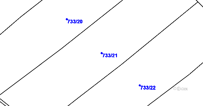Parcela st. 733/21 v KÚ Křižínkov, Katastrální mapa