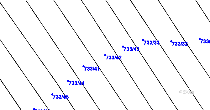 Parcela st. 733/42 v KÚ Křižínkov, Katastrální mapa
