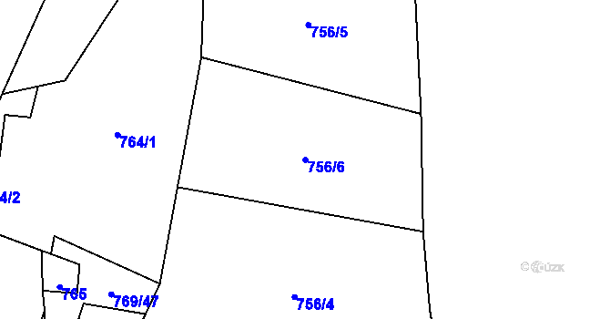 Parcela st. 756/6 v KÚ Křižínkov, Katastrální mapa