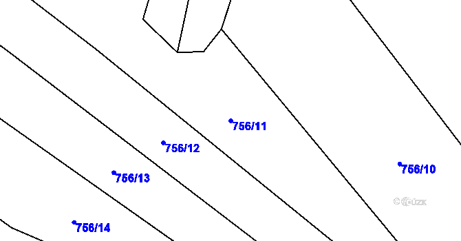 Parcela st. 756/11 v KÚ Křižínkov, Katastrální mapa