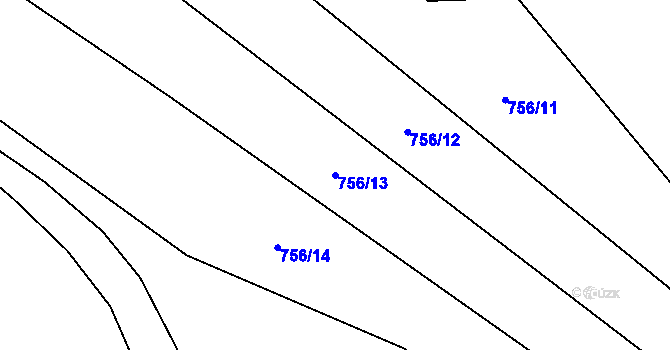 Parcela st. 756/13 v KÚ Křižínkov, Katastrální mapa