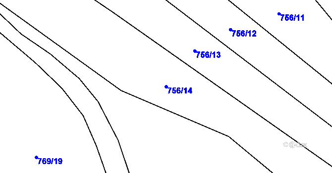 Parcela st. 756/14 v KÚ Křižínkov, Katastrální mapa