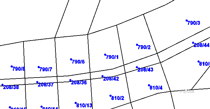 Parcela st. 790/1 v KÚ Křižínkov, Katastrální mapa