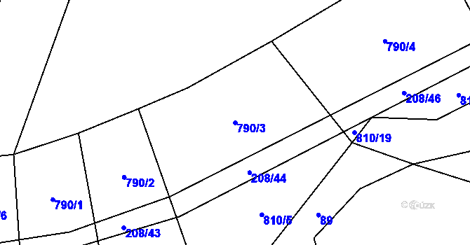 Parcela st. 790/3 v KÚ Křižínkov, Katastrální mapa