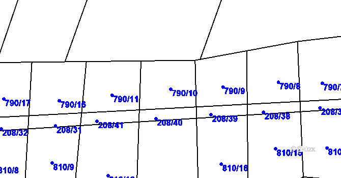 Parcela st. 790/10 v KÚ Křižínkov, Katastrální mapa