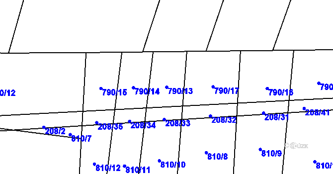 Parcela st. 790/13 v KÚ Křižínkov, Katastrální mapa