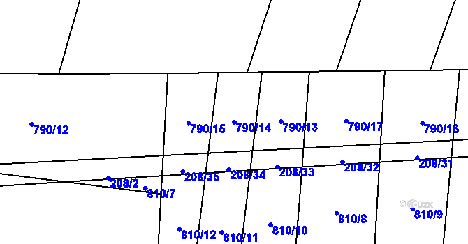Parcela st. 790/14 v KÚ Křižínkov, Katastrální mapa
