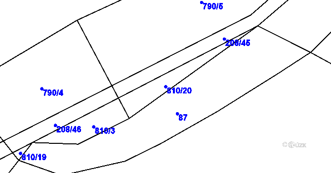 Parcela st. 810/20 v KÚ Křižínkov, Katastrální mapa