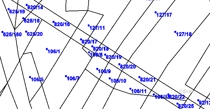 Parcela st. 820/19 v KÚ Křižínkov, Katastrální mapa