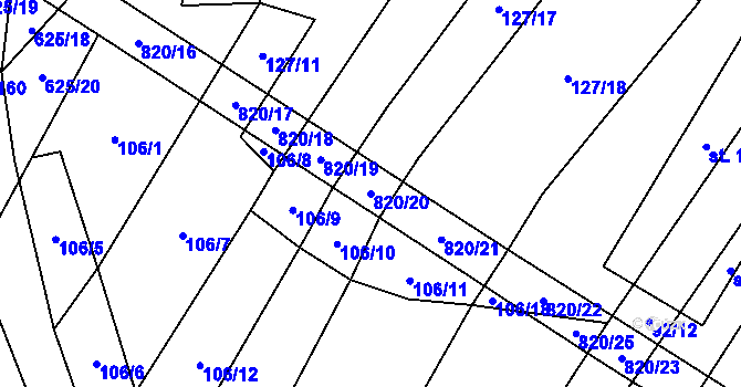Parcela st. 820/20 v KÚ Křižínkov, Katastrální mapa